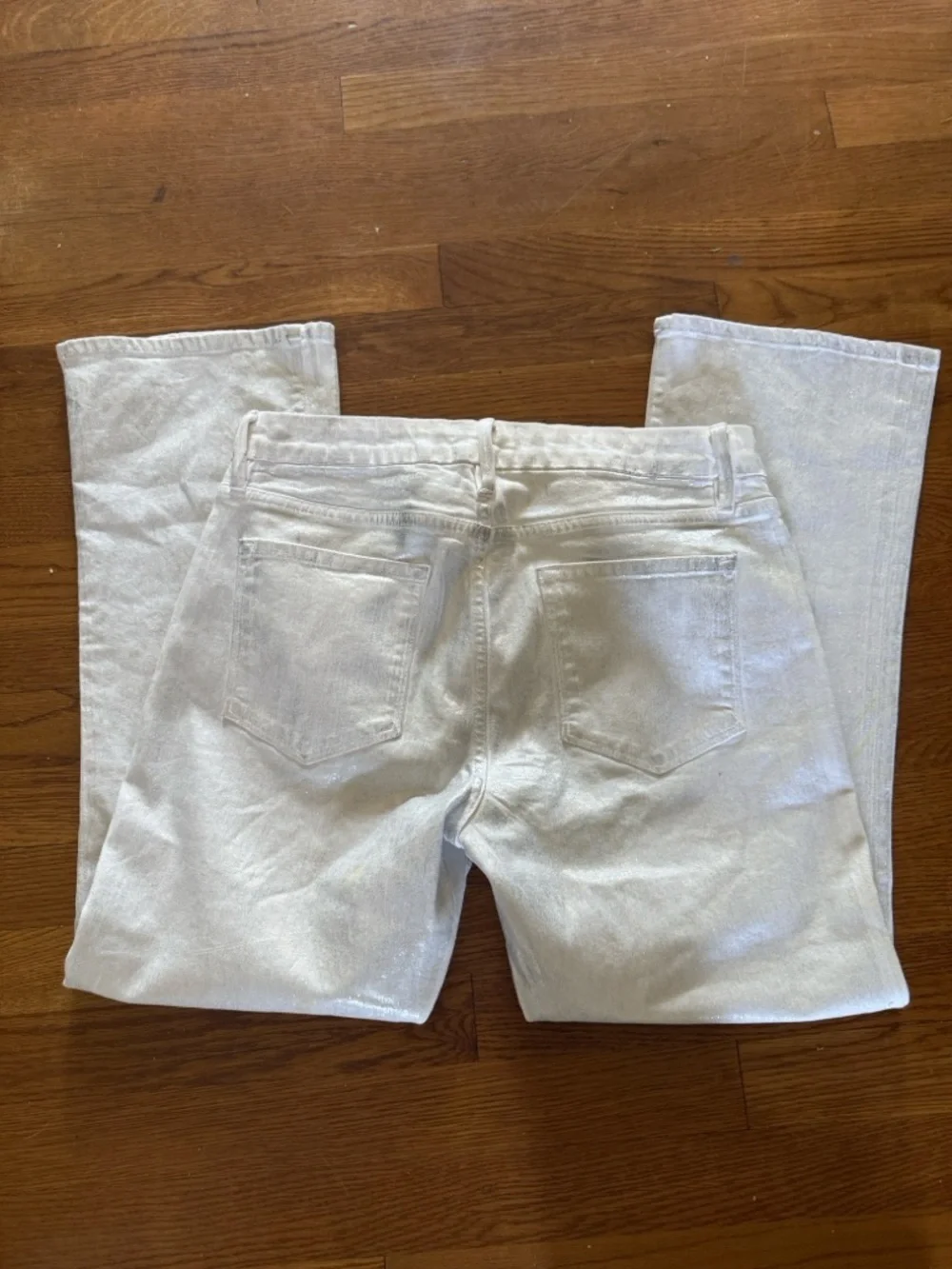 FRAME ladies white silver metallic Jean size 29 La crop mini boot cut. - Picture 8 of 13